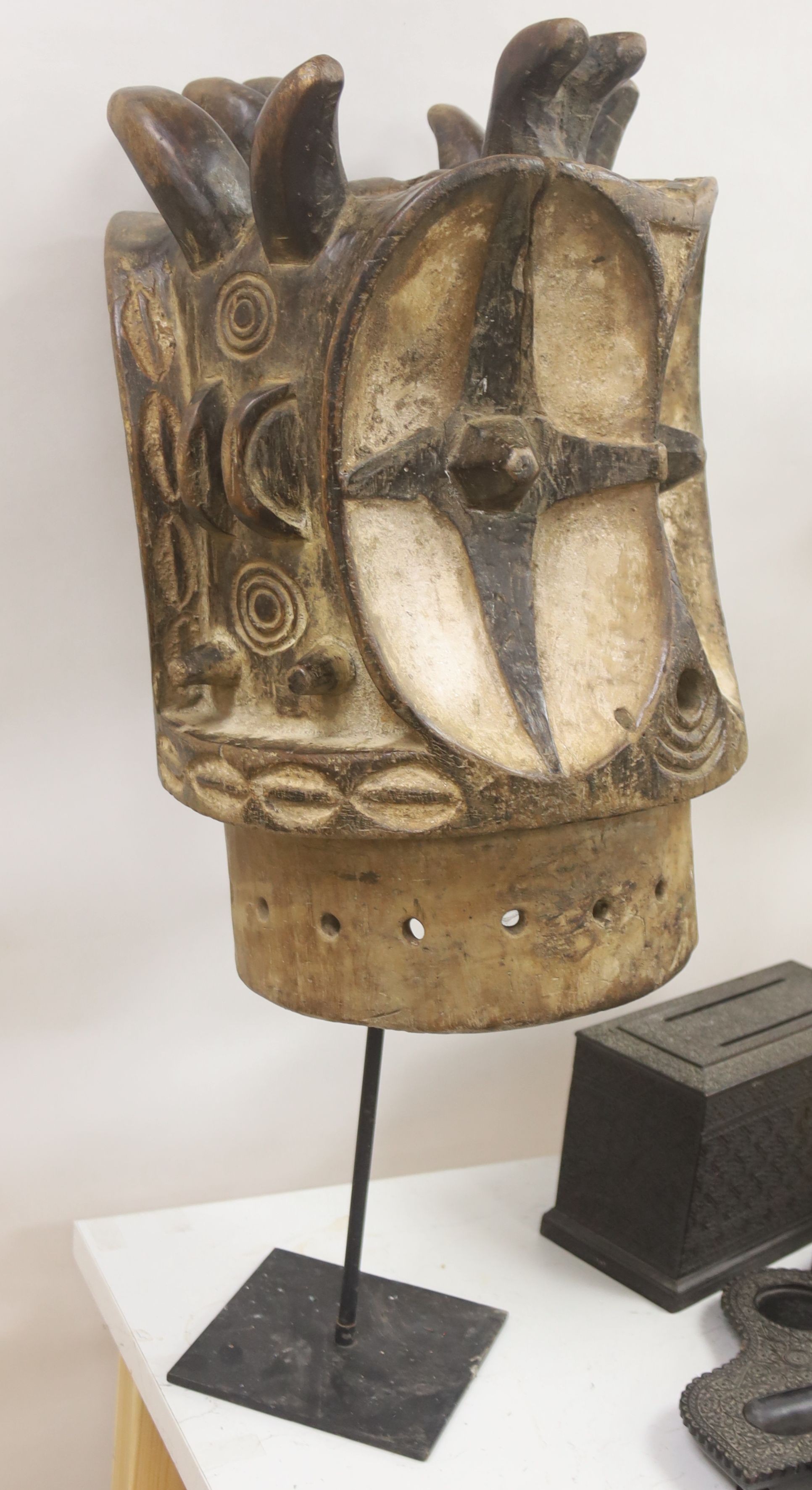 A Janus Bembe peoples aluga helmet mask 75cm